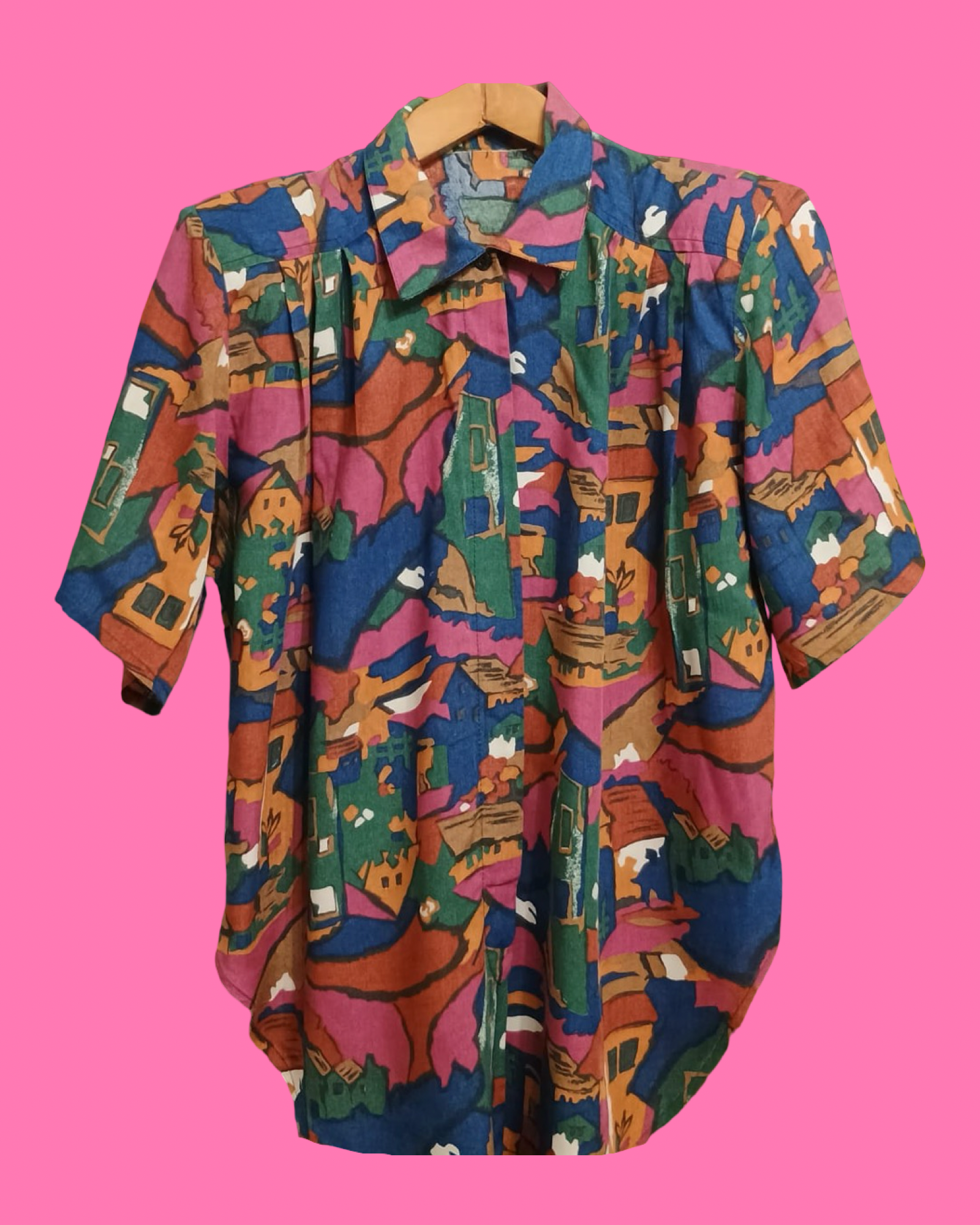 Vintage Multicolor Fantasy 90's Spring Shirt Woman Size M
