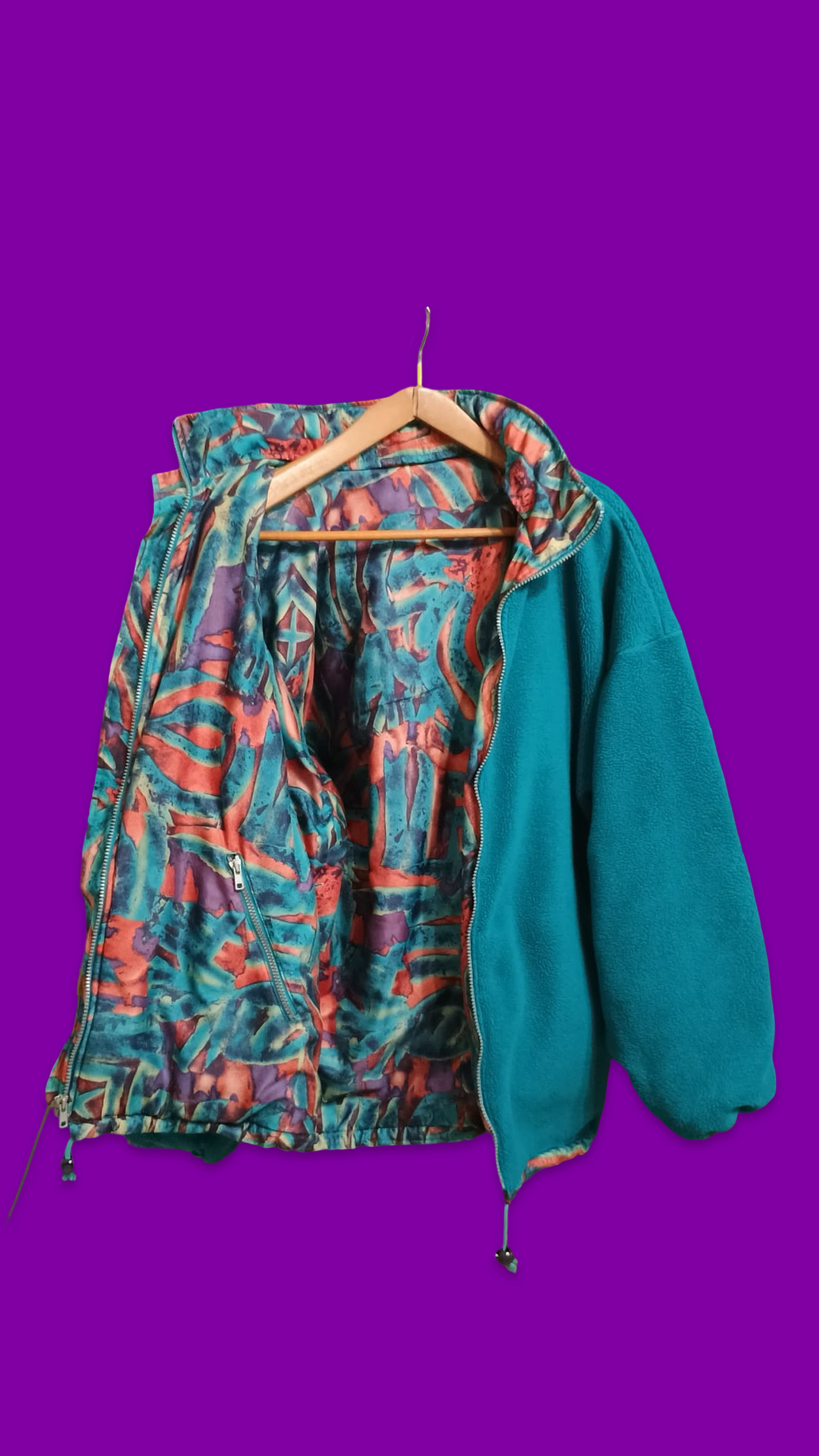Vintage Multicolor Fantasy 90's Fleece Jacket Unisex Size L