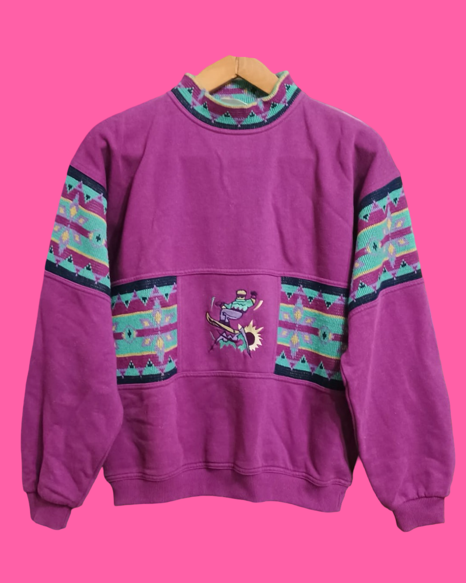 Vintage Multicolor Fantasy 90's Sweatshirt Woman Size M