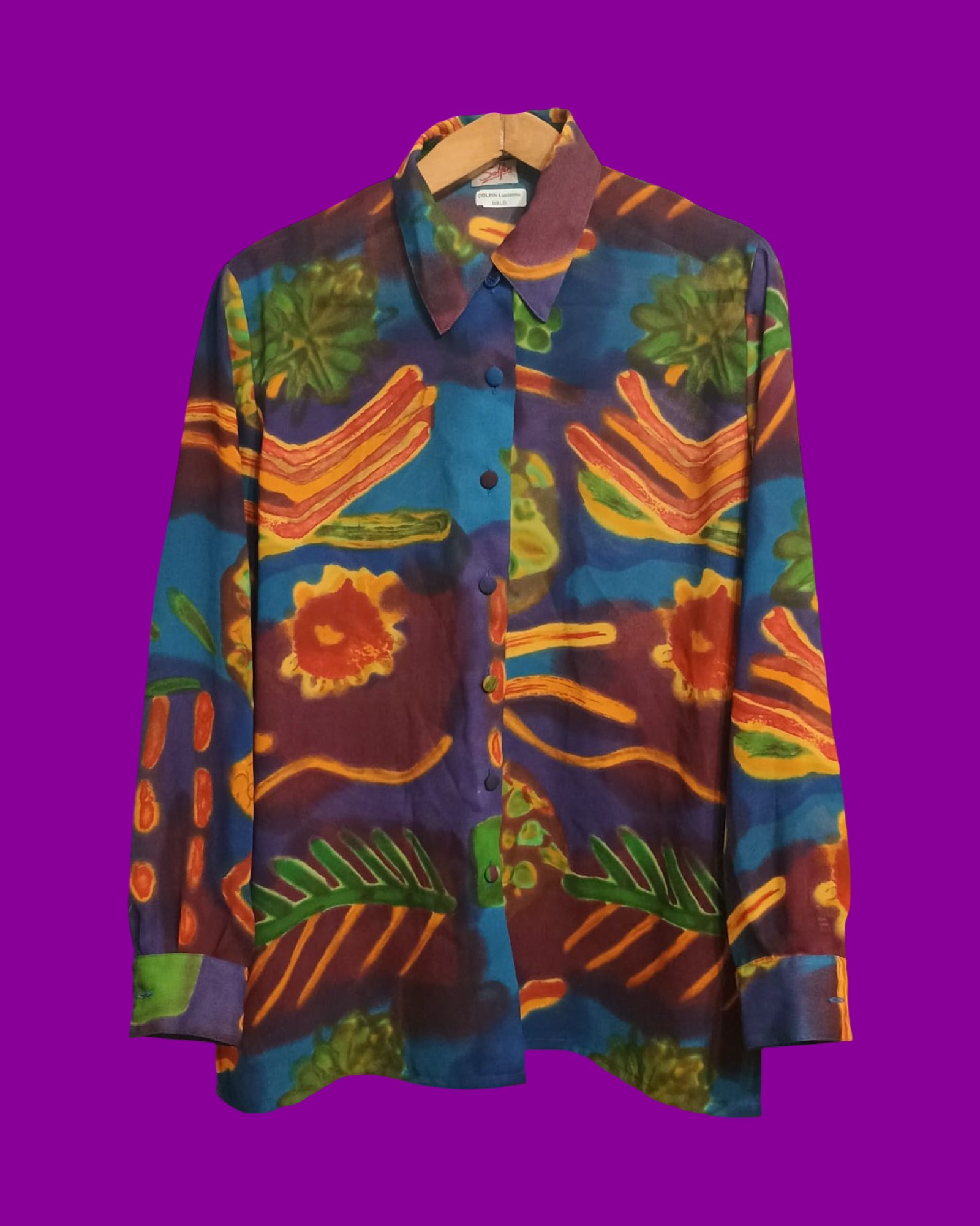 Vintage Multicolor Fantasy 90's Shirt Woman Size L