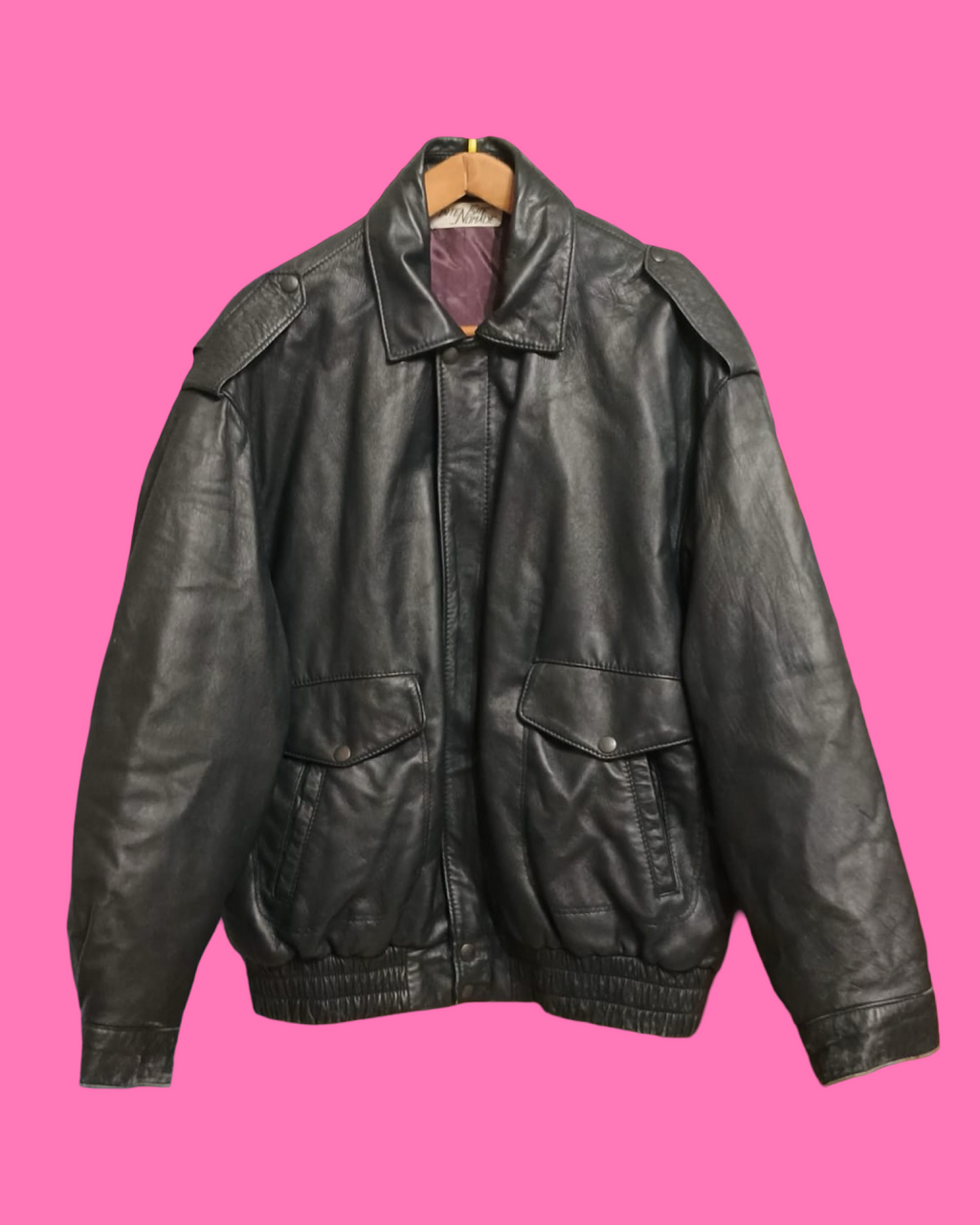 Vintage Black 90's Spring Leather Jacket Unisex Size L
