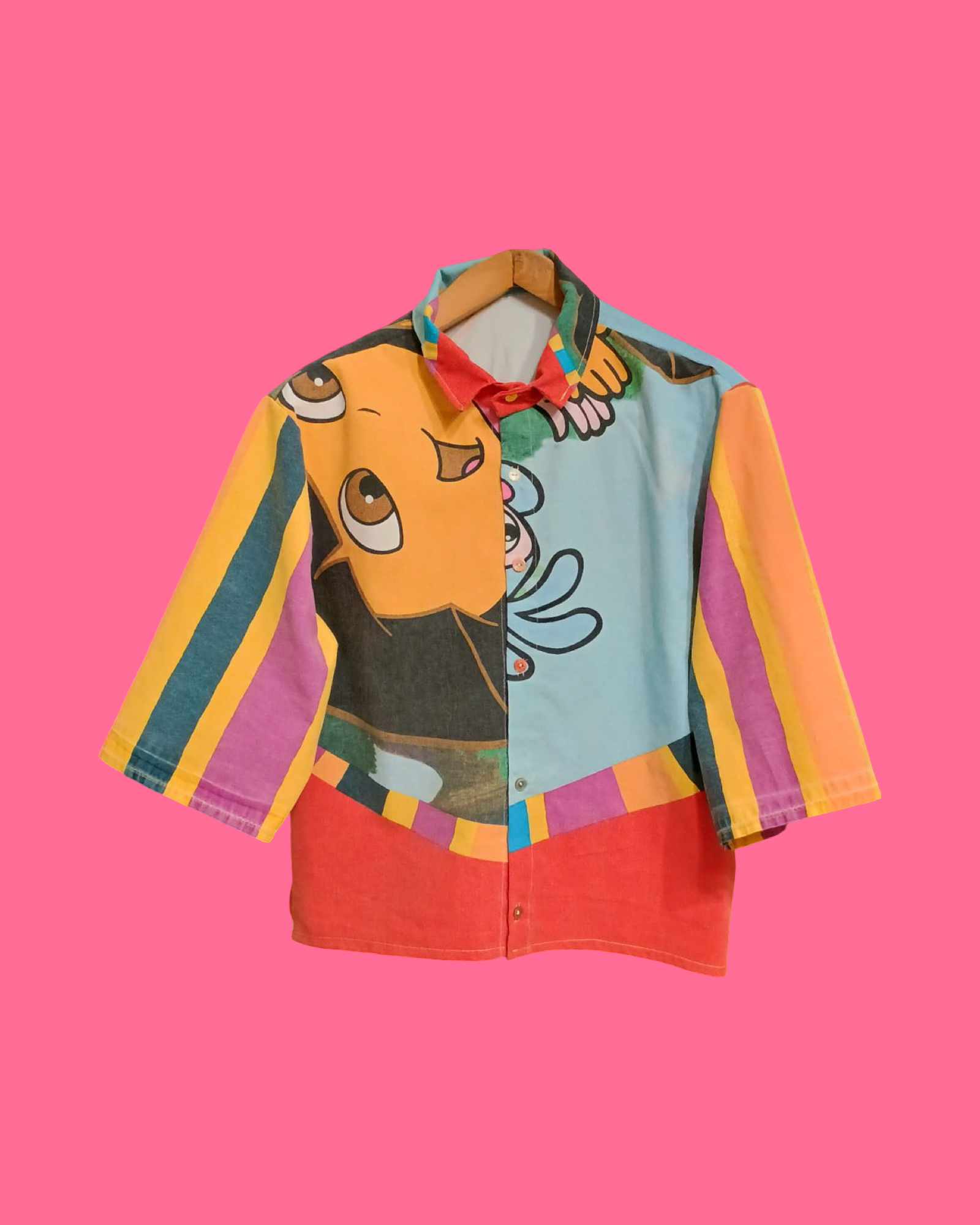 Vintage Multicolor Fantasy 90's Cropped Shirt Woman Size M