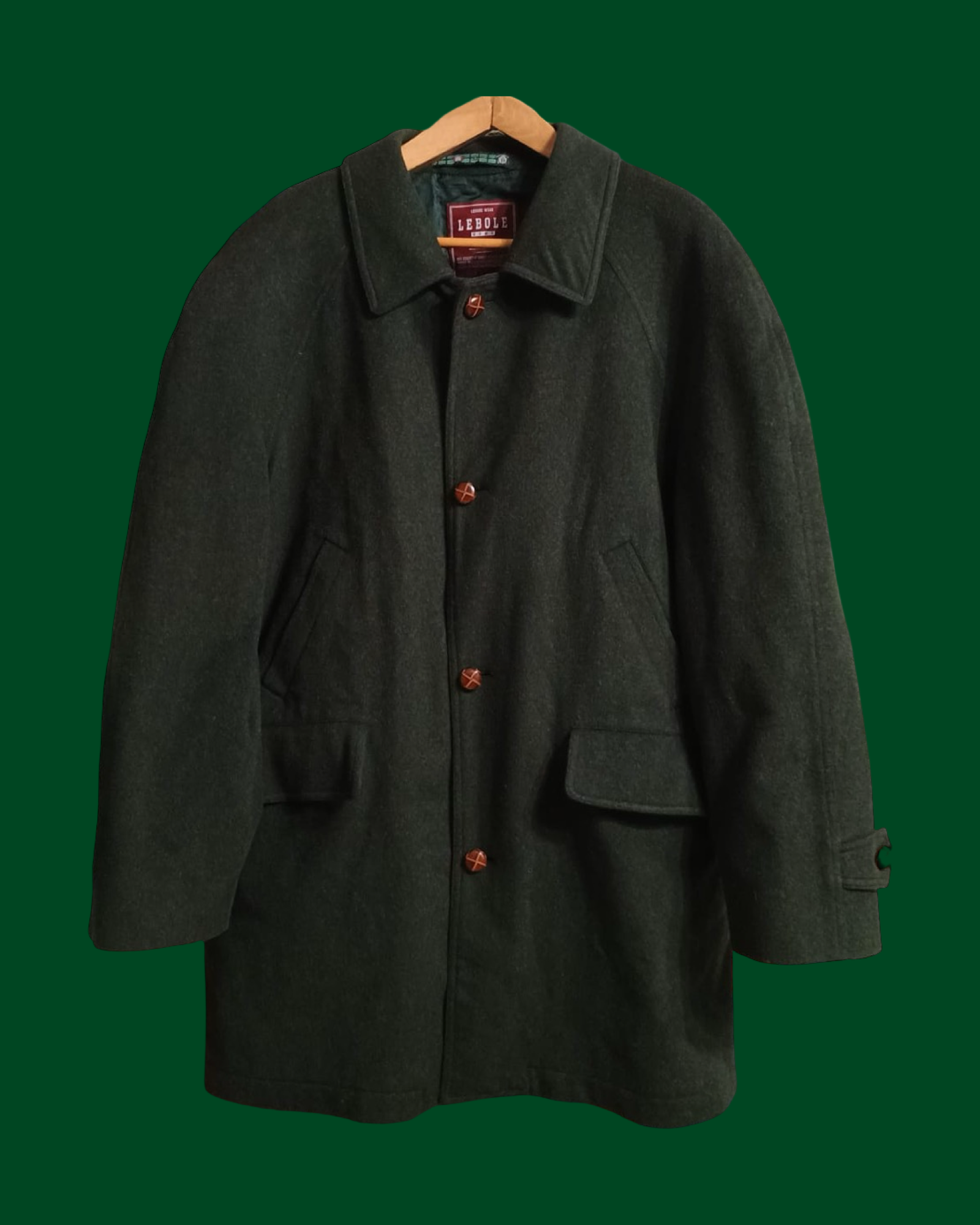 Vintage Green Fantasy 90's Wool Coat Unisex Size XL