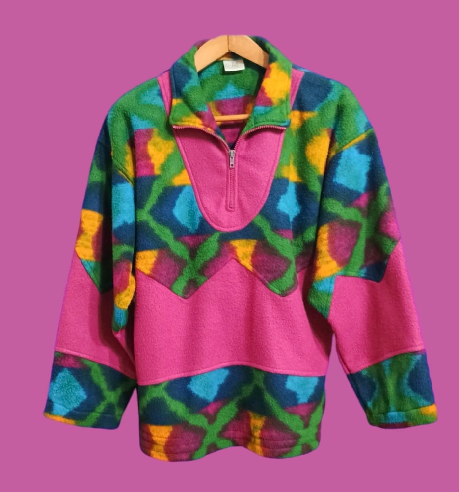 Sweatshirt Vintage Multicolor A Fantasia Anni 90 Unisex Size M