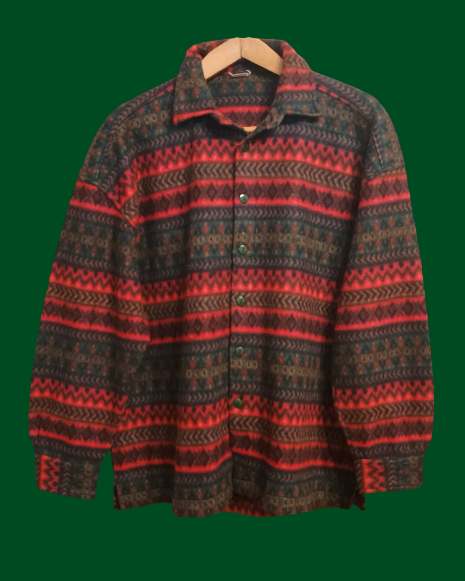 Vintage Green Fantasy 90's Pile Shirt Sweatshirt Unisex Size L