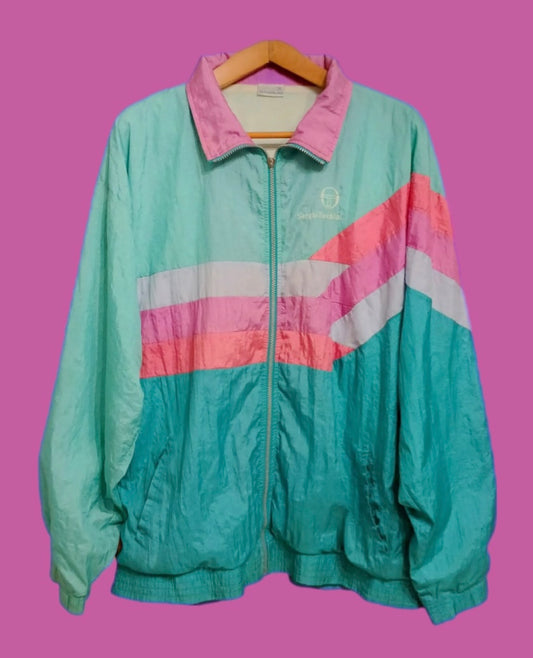 Soft Jacket Vintage Sergio Tacchini Multicolor A Fantasia Anni 90 Unisex Size XL