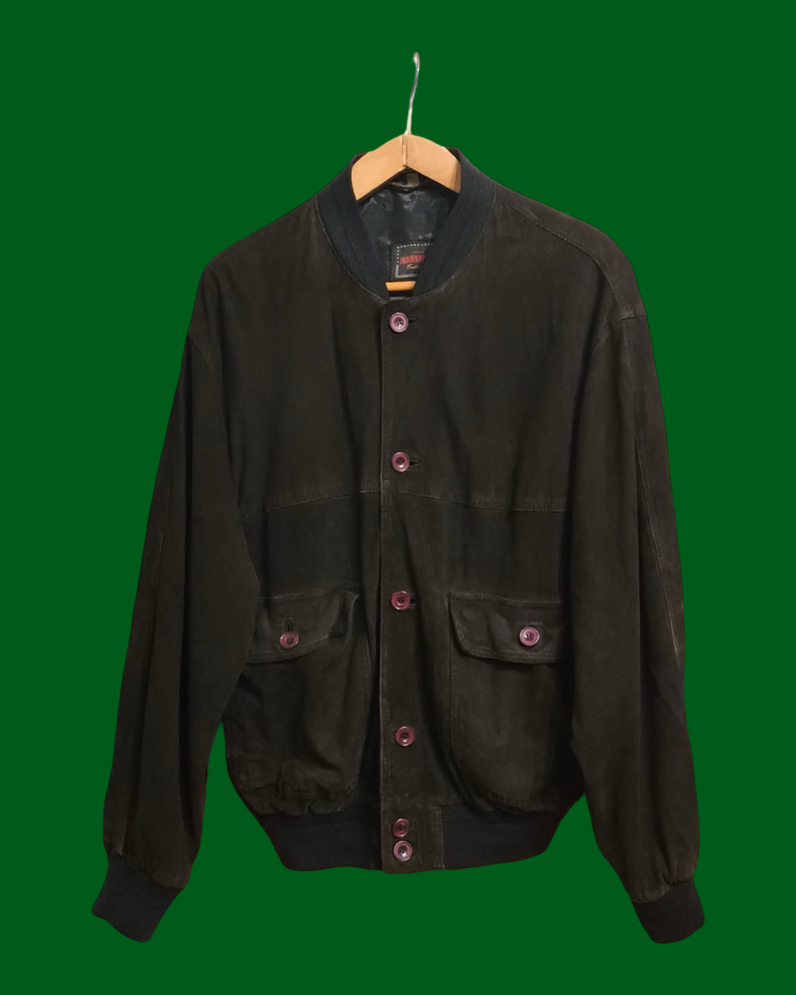 Vintage Black Fantasy 90's Spring Camoscio Jacket Unisex Size M