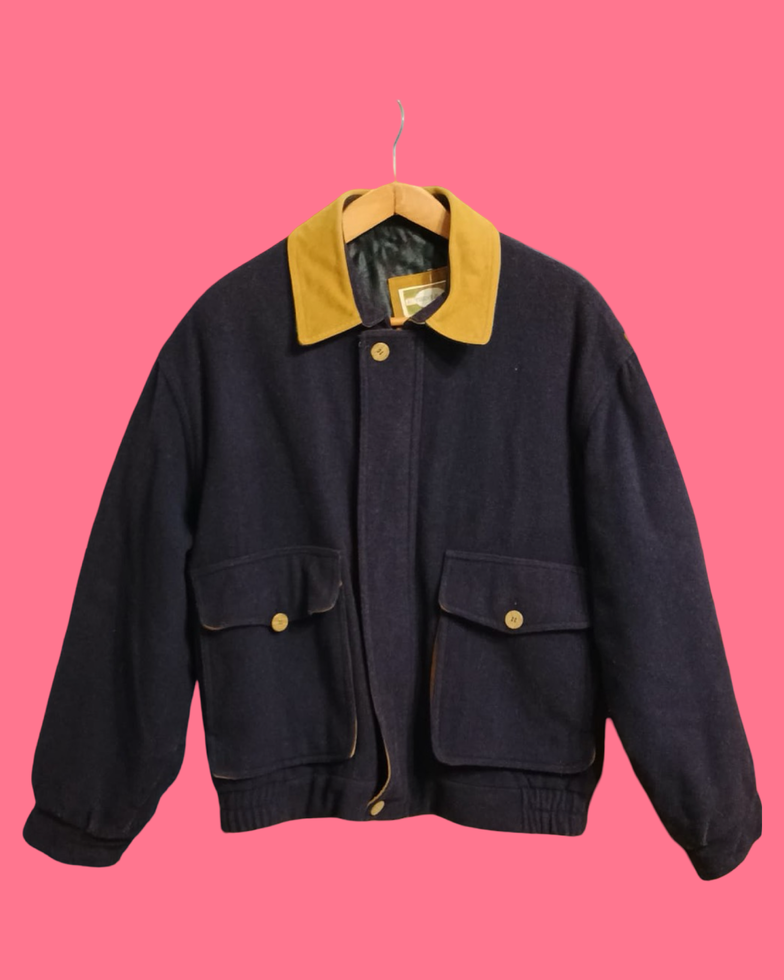 Vintage Green 90's Wool Coat Unisex Size L