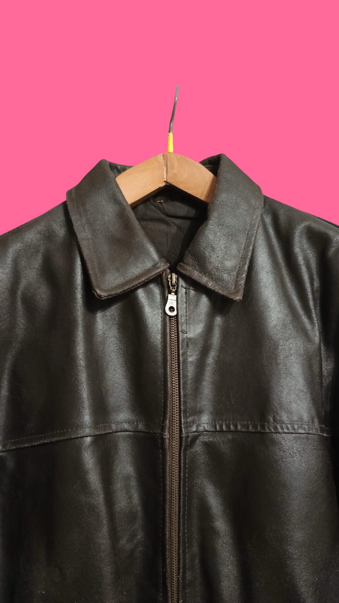 Vintage Brown 90's Spring Leather Jacket Unisex Size L