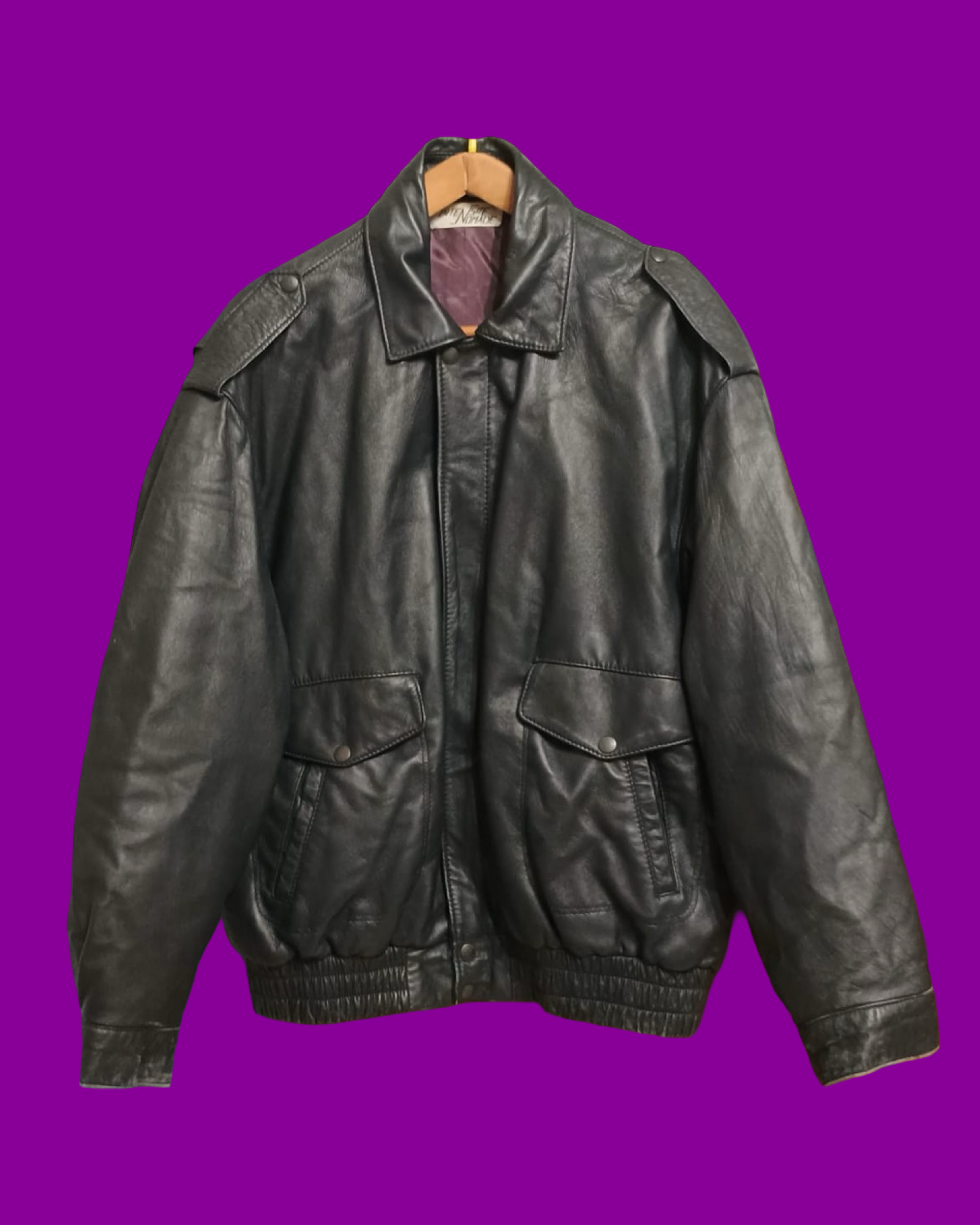 Vintage Black 90's Spring Leather Jacket Unisex Size L