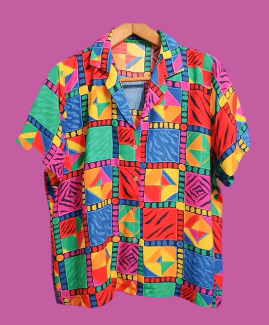 Vintage Multicolor Fantasy 90's Shirt Woman Size M