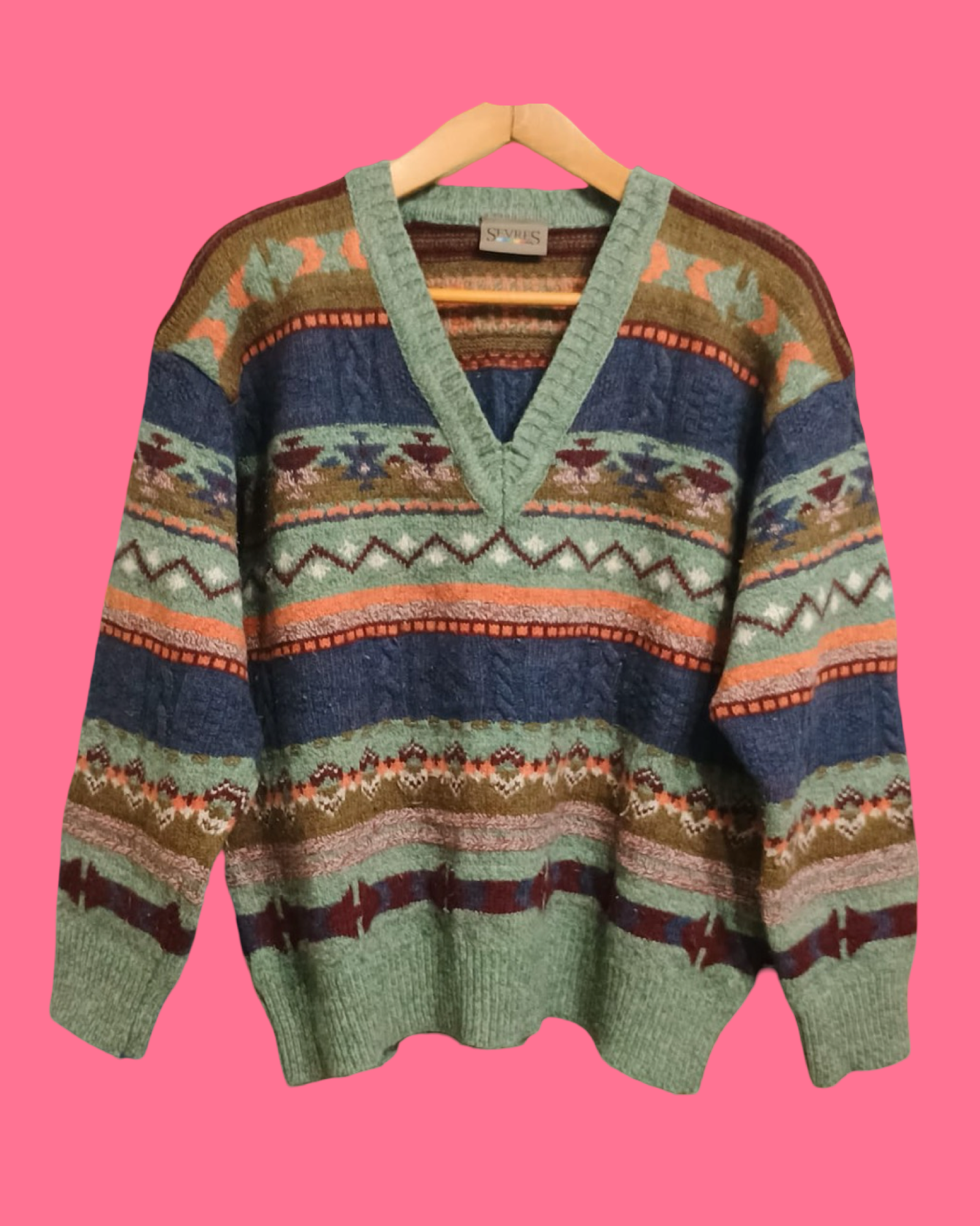 Vintage Multicolor Fantasy 90's Sweater Unisex Size L