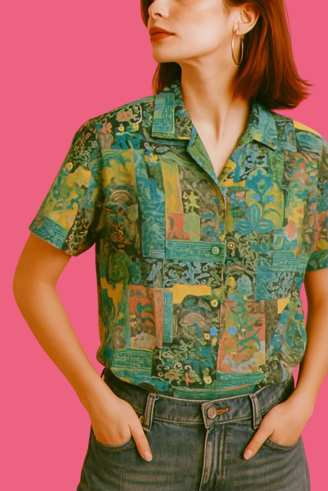 Vintage Multicolor Fantasy 90's Shirt Woman Size M