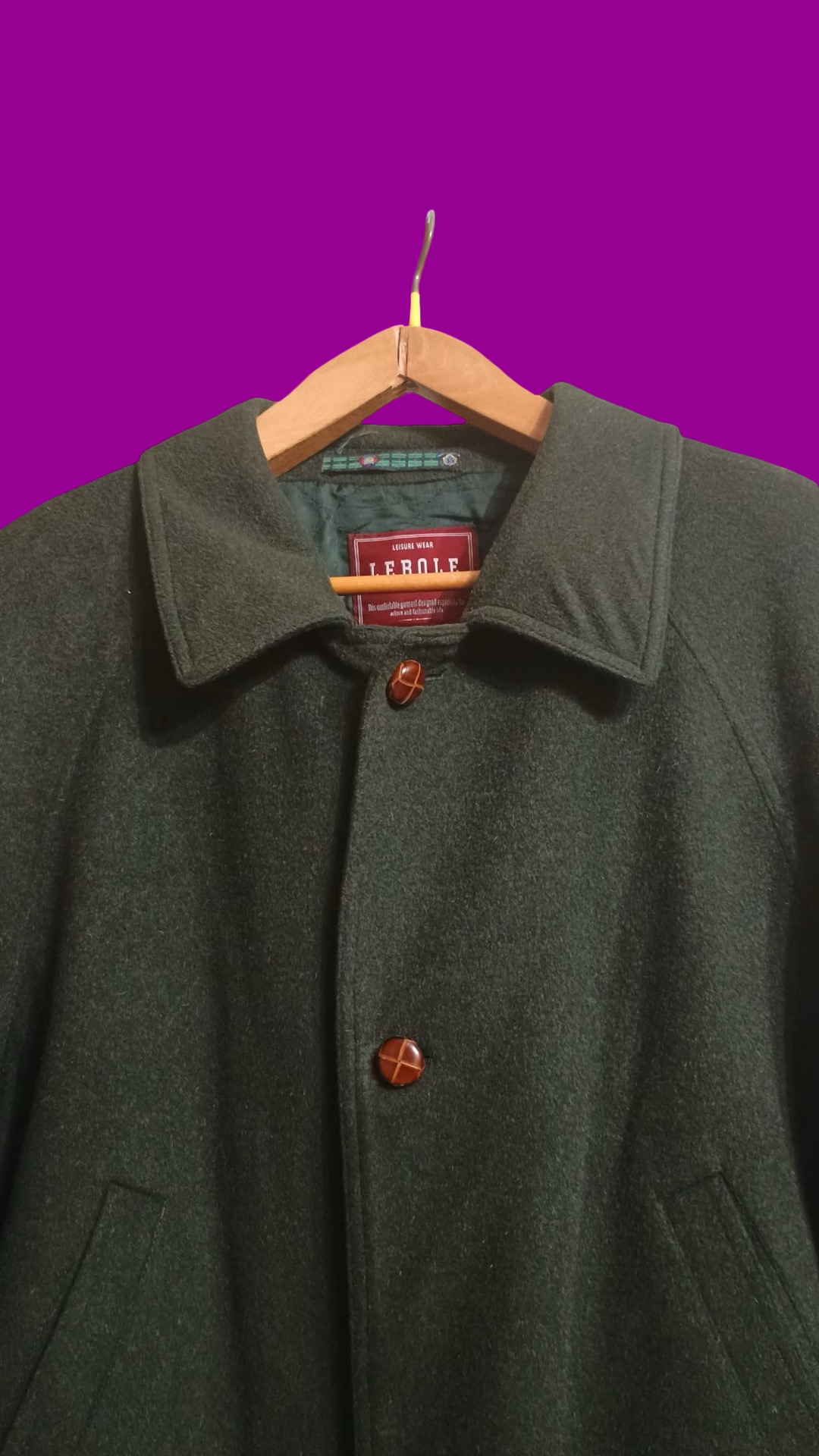 Vintage Multicolor Fantasy 90's Wool Coat Unisex Size L