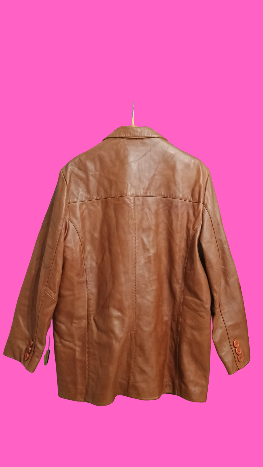 Vintage Brown 90's Spring Leather Jacket Unisex Size XL