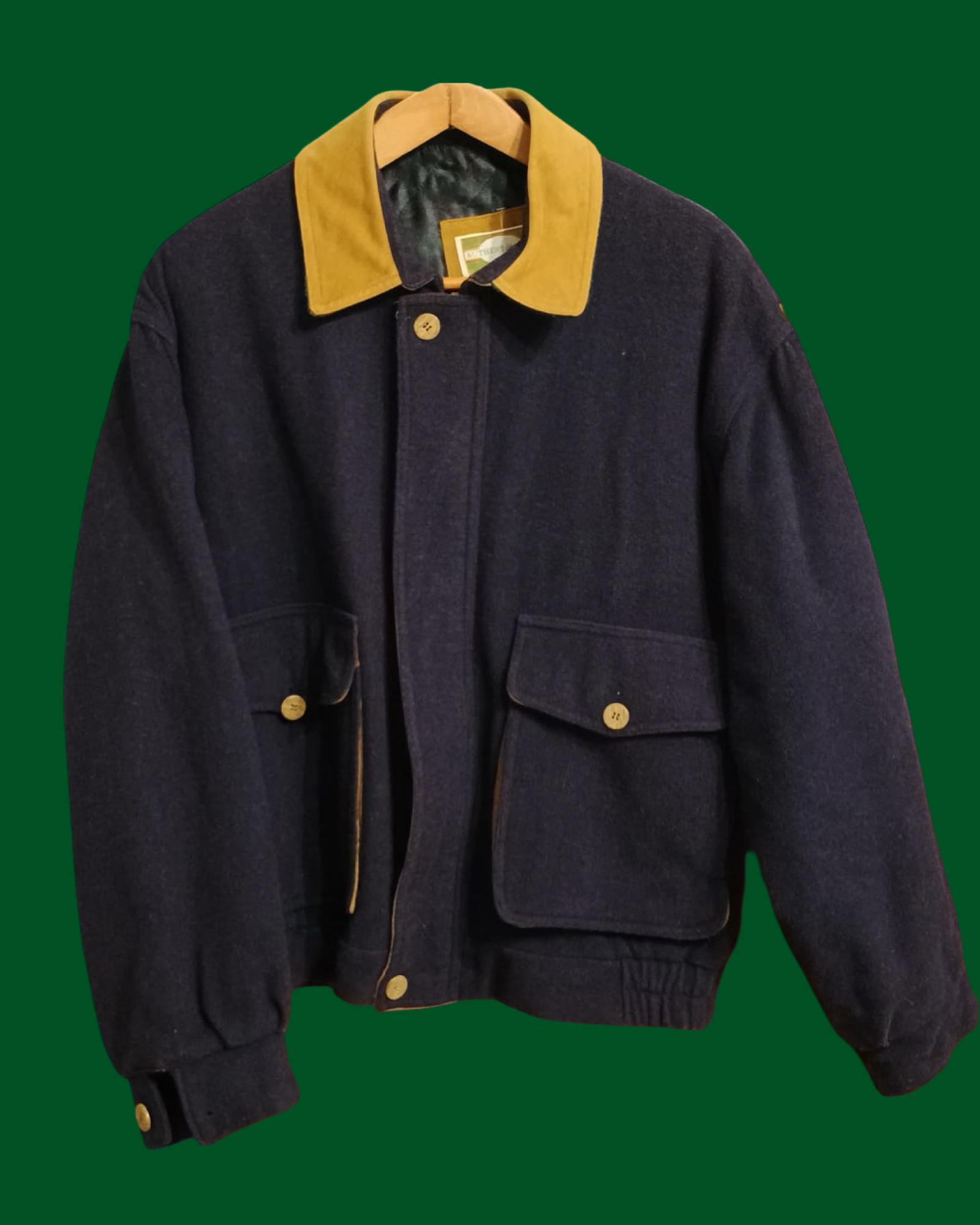 Vintage Green 90's Wool Coat Unisex Size L