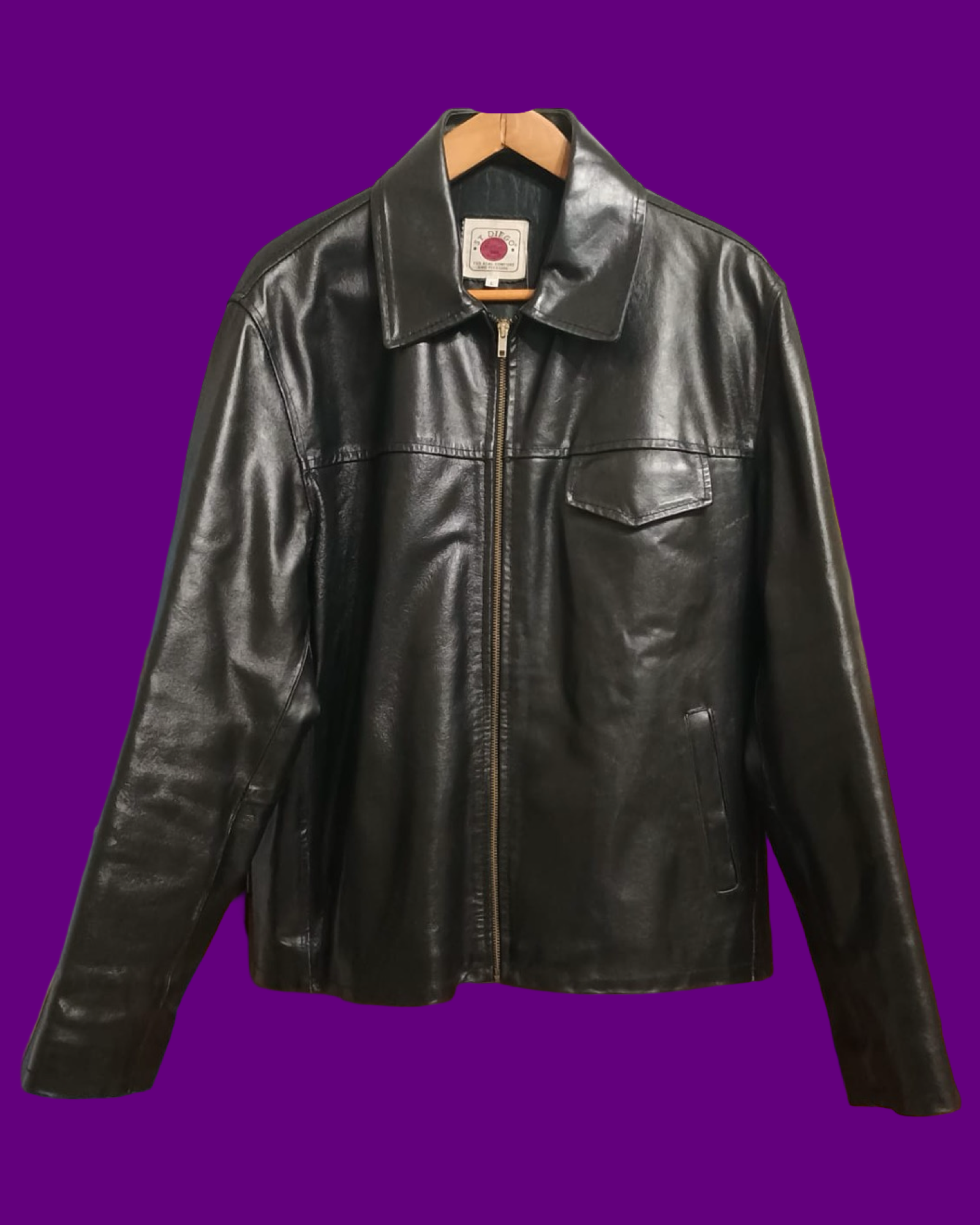 Vintage Black Fantasy 90's Spring Leather Jacket Unisex Size M