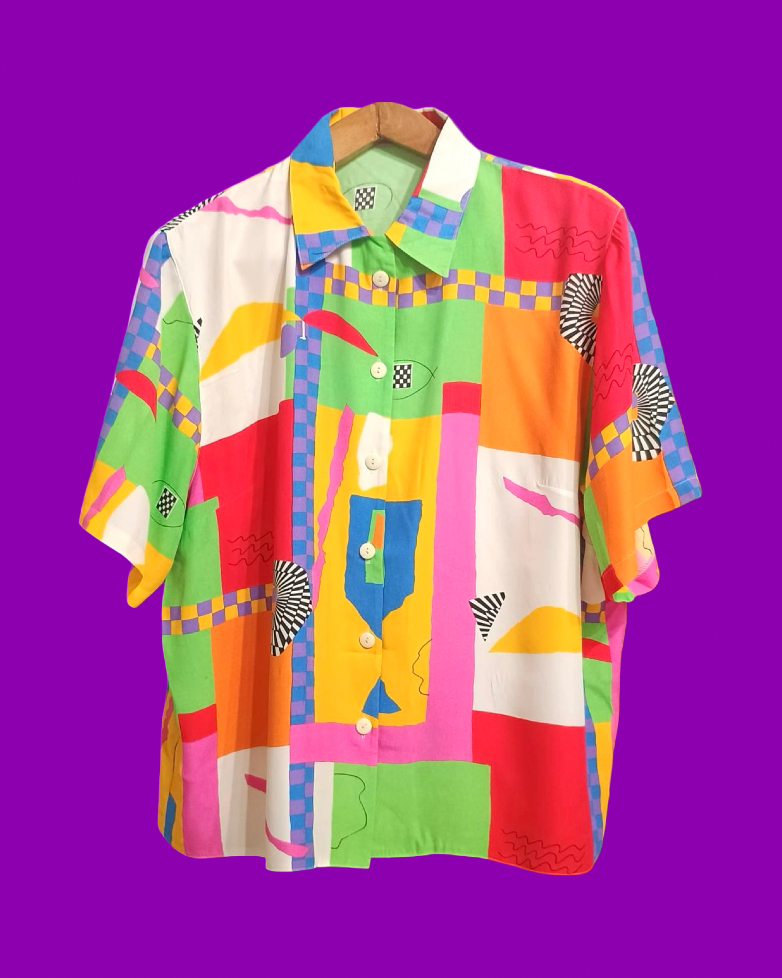 Vintage Multicolor Fantasy 90's Shirt Woman Size L
