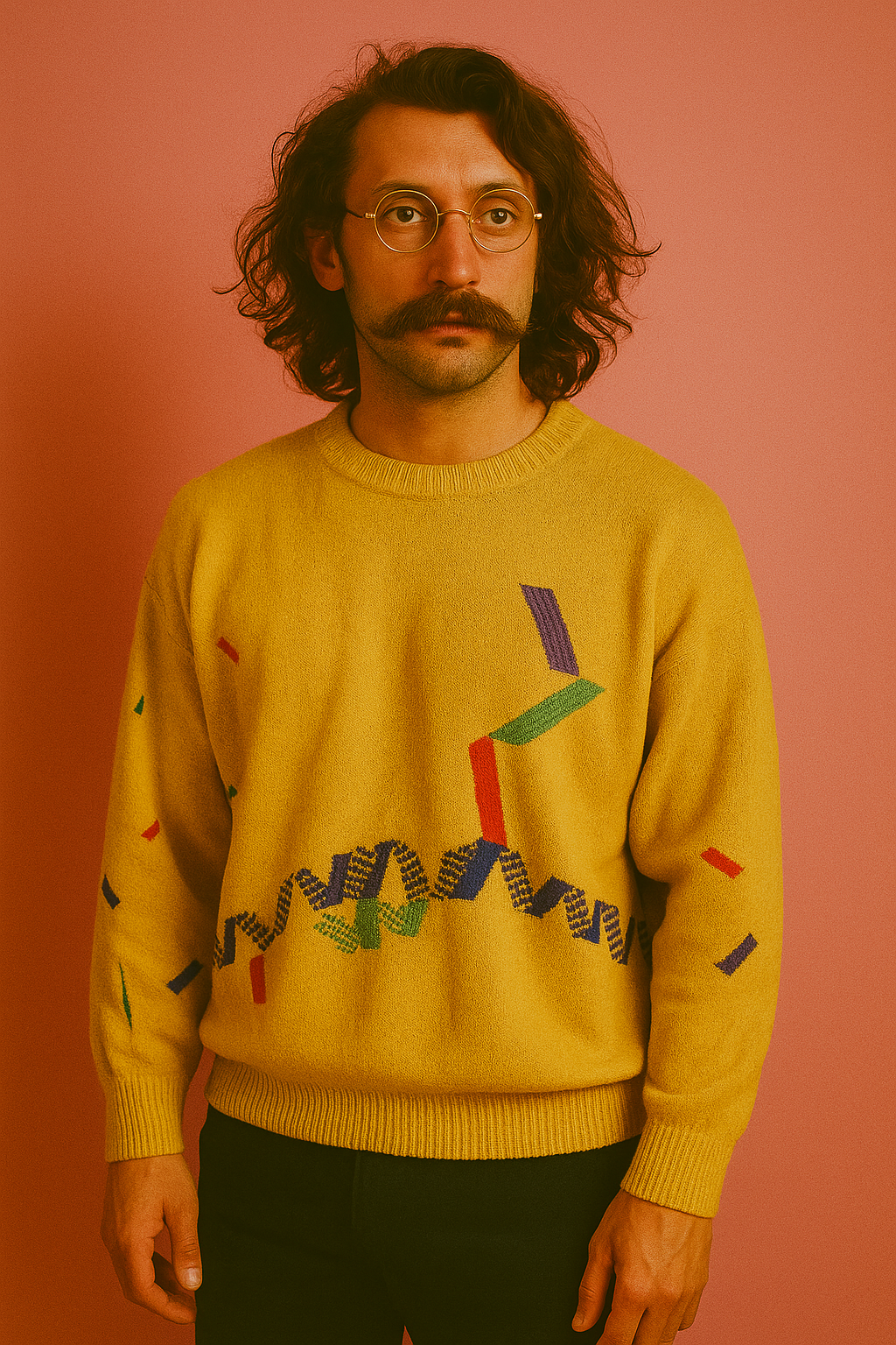 Maglione Vintage Multicolor A Fantasia Anni 90 Unisex Size XL