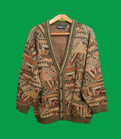 Maglione Vintage Multicolor A Fantasia Anni 90 Unisex Size XL