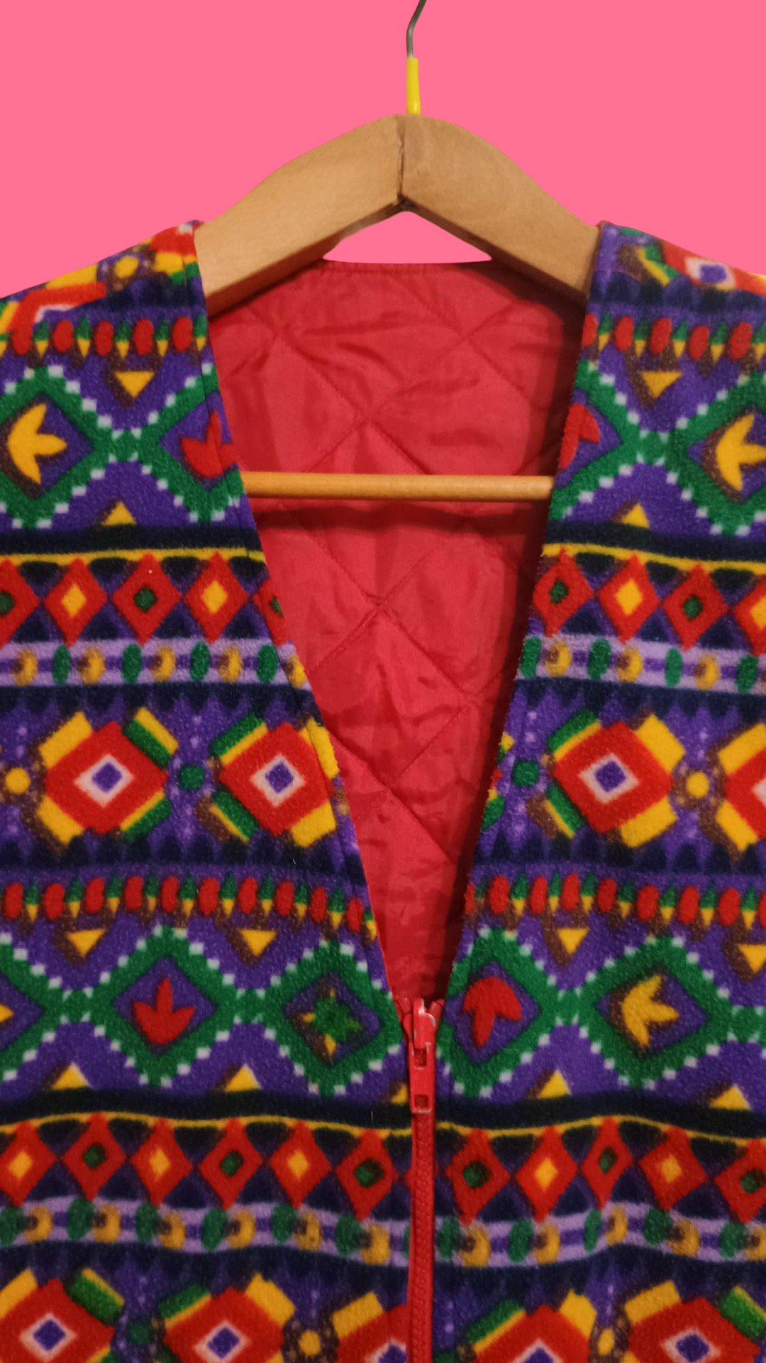 Vintage Multicolor Fantasy 90's Pile Gilet Unisex Size L