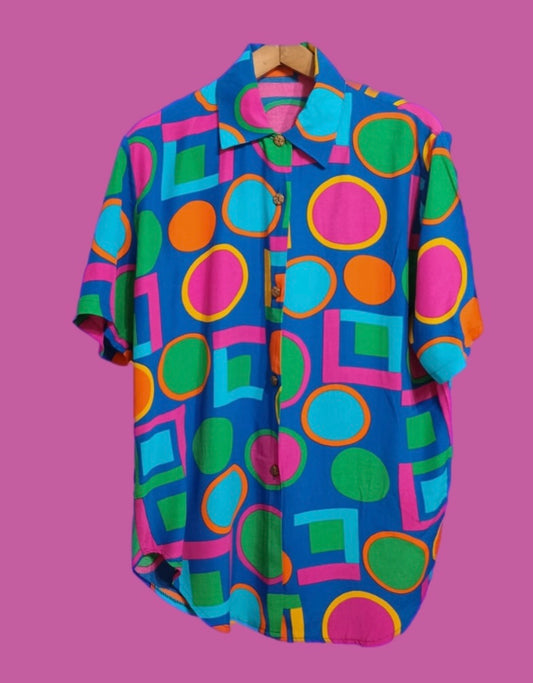 Vintage Multicolor Fantasy 90's Shirt Woman Size L