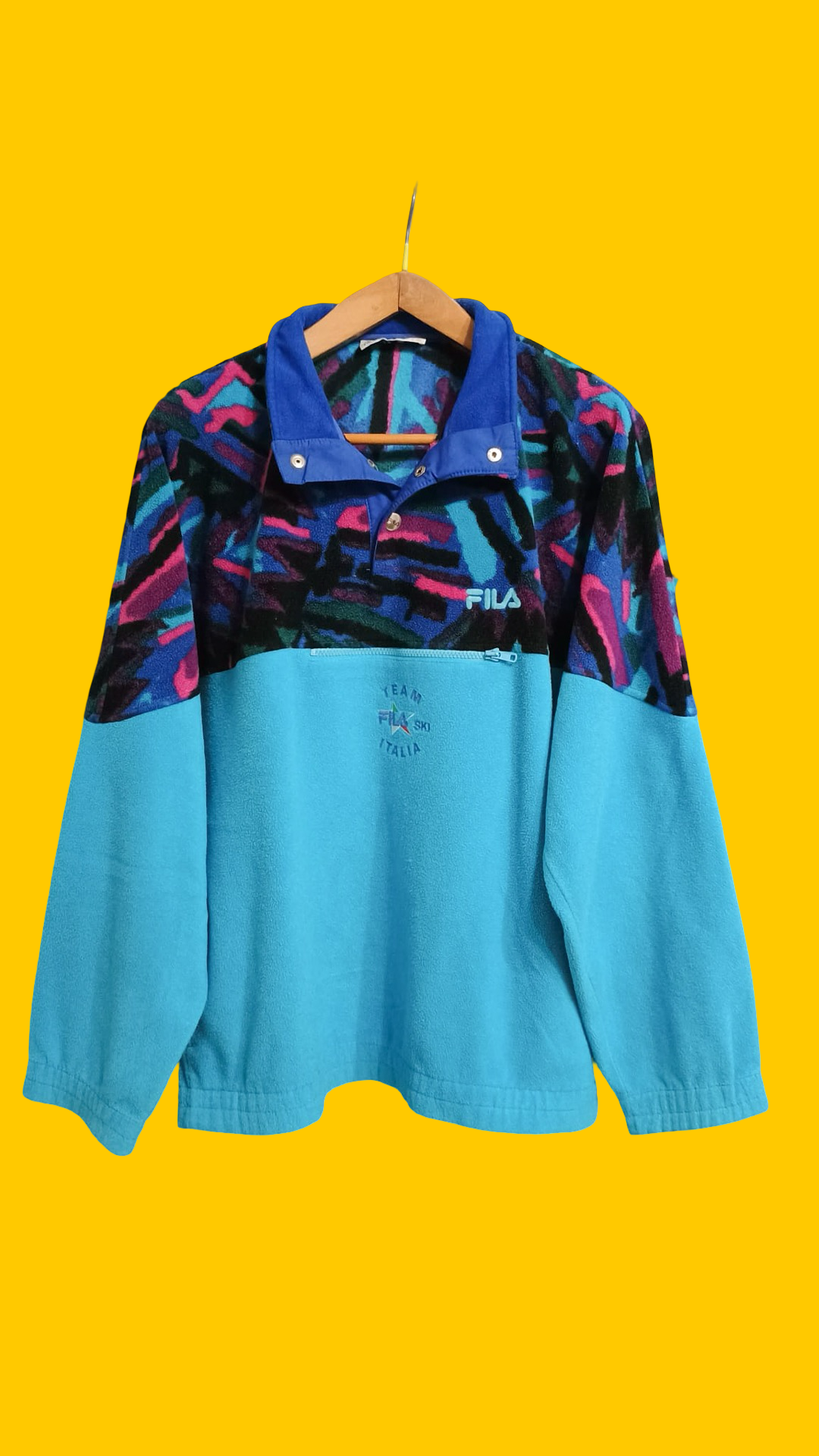 Sweatshirt Fila Vintage Multicolor A Fantasia Anni 90 Unisex Size XL