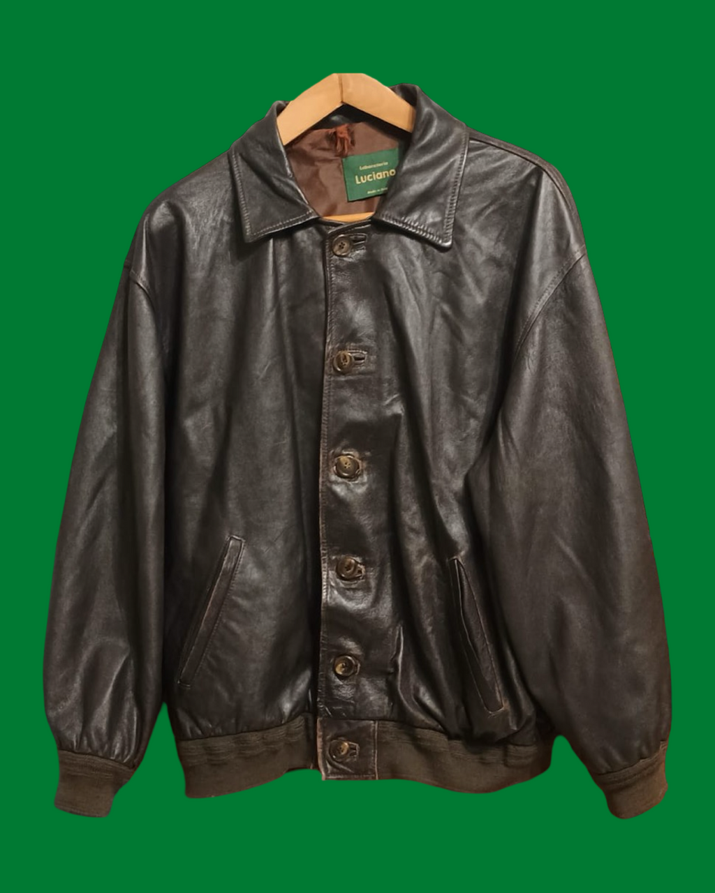 Vintage Brown Fantasy 90's Spring Leather Jacket Unisex Size L