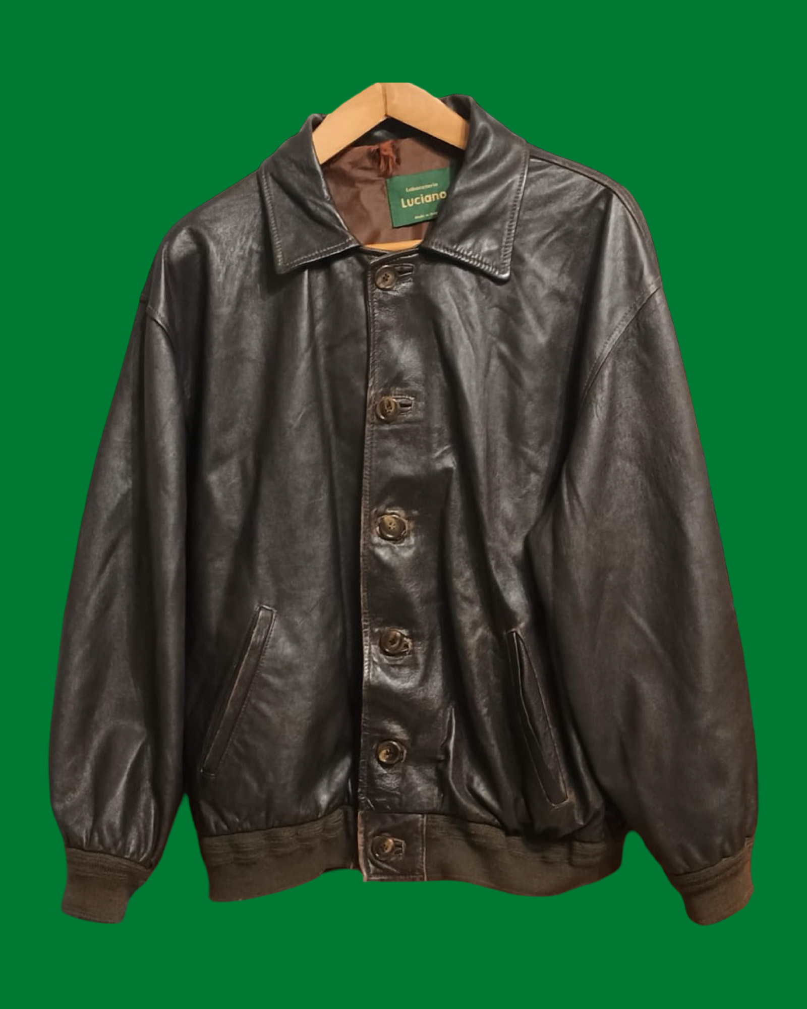 Vintage Brown Fantasy 90's Spring Leather Jacket Unisex Size L