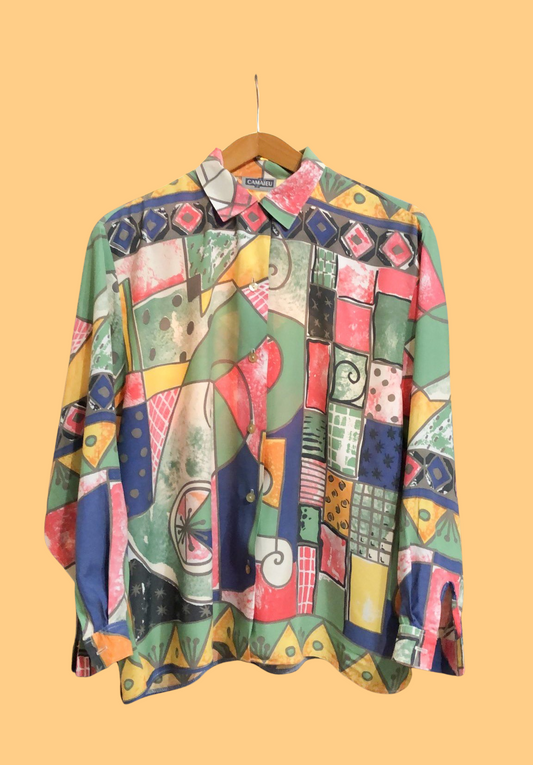 Vintage Multicolor Fantasy Shirt Woman Size M/L