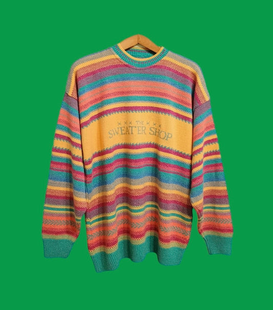 Maglione Vintage Multicolor A Fantasia Anni 90 Unisex Size XL