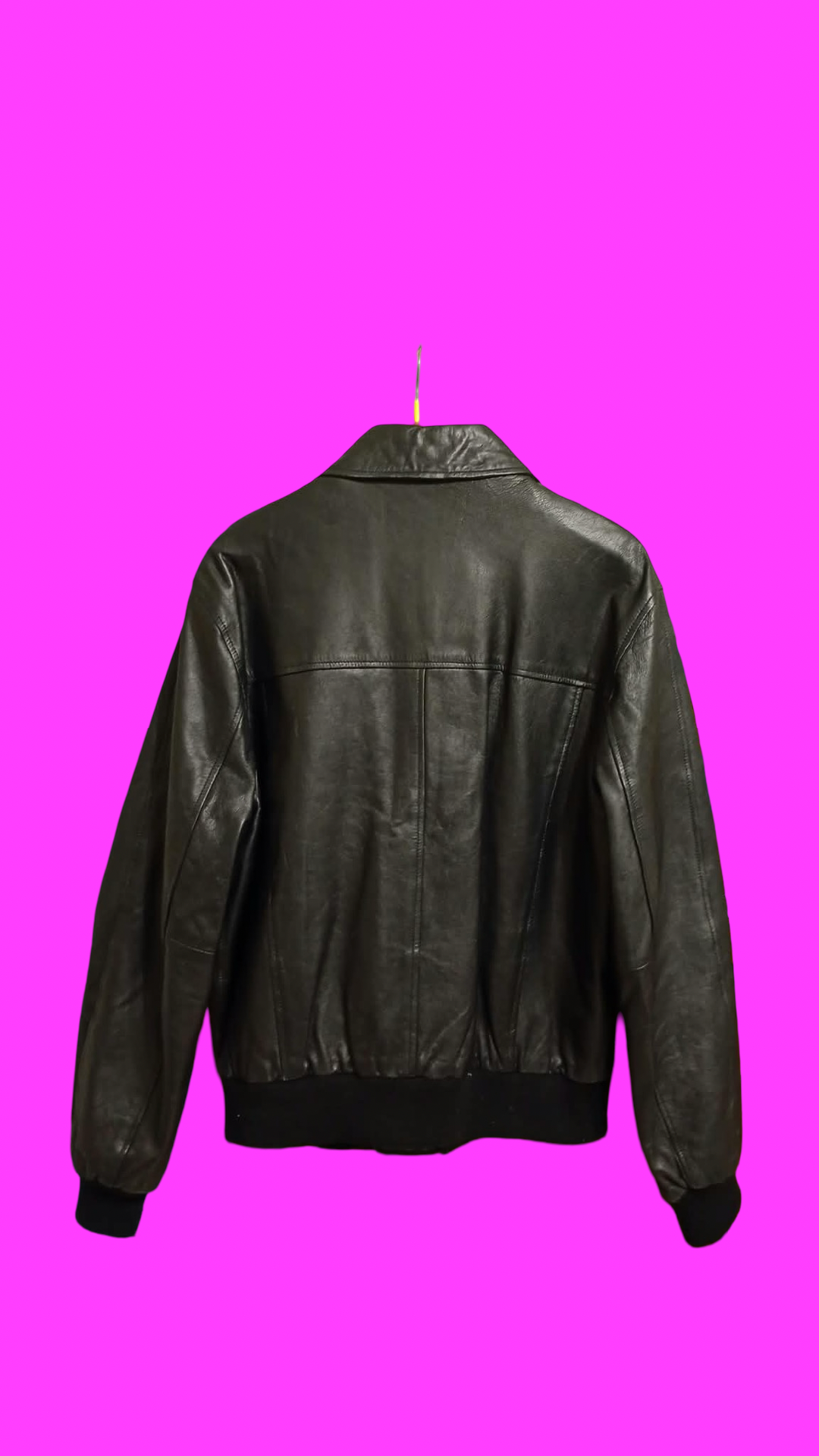 Vintage Black 90's Spring Leather Jacket Unisex Size L