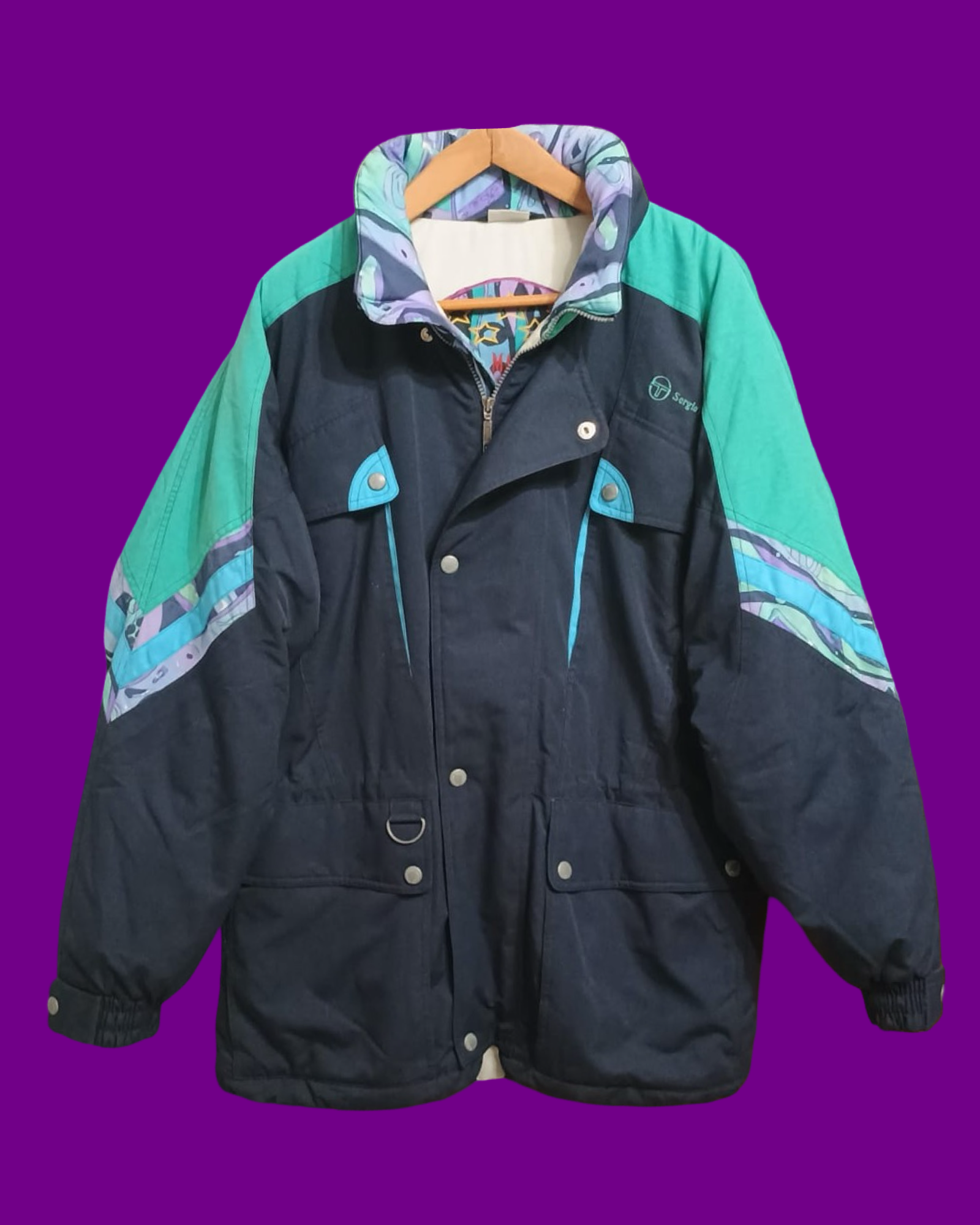 Vintage Multicolor Fantasy 90's Sergio Tacchini Snow Jacket Unisex Size L