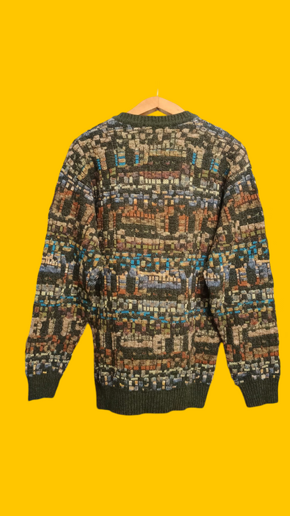 Maglione Vintage Multicolor A Fantasia Anni 90 Unisex Size L