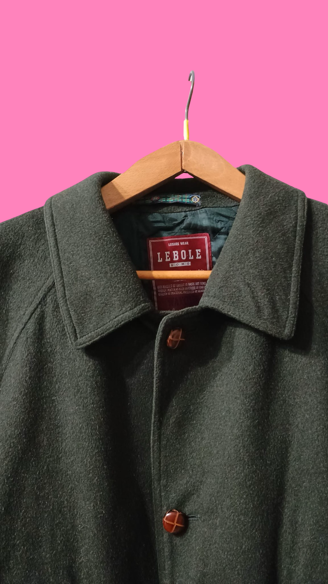 Vintage Green Fantasy 90's Wool Coat Unisex Size XL