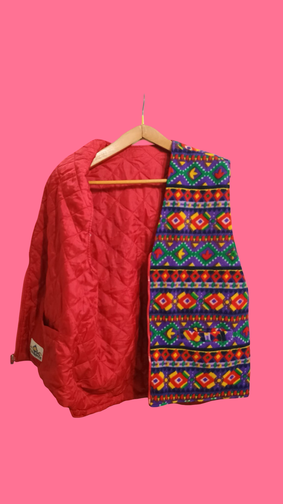 Vintage Multicolor Fantasy 90's Pile Gilet Unisex Size L