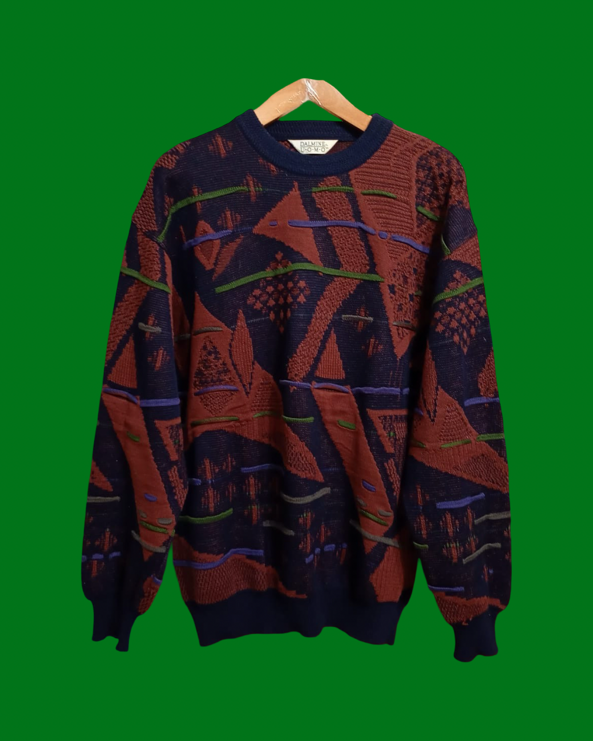 Vintage Multicolor Fantasy 90's Rare Wool Sweater Unisex Size L