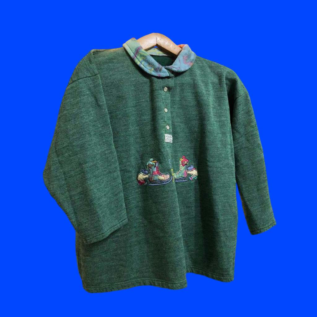 Felpa In Pile Vintage Verde Unsiex