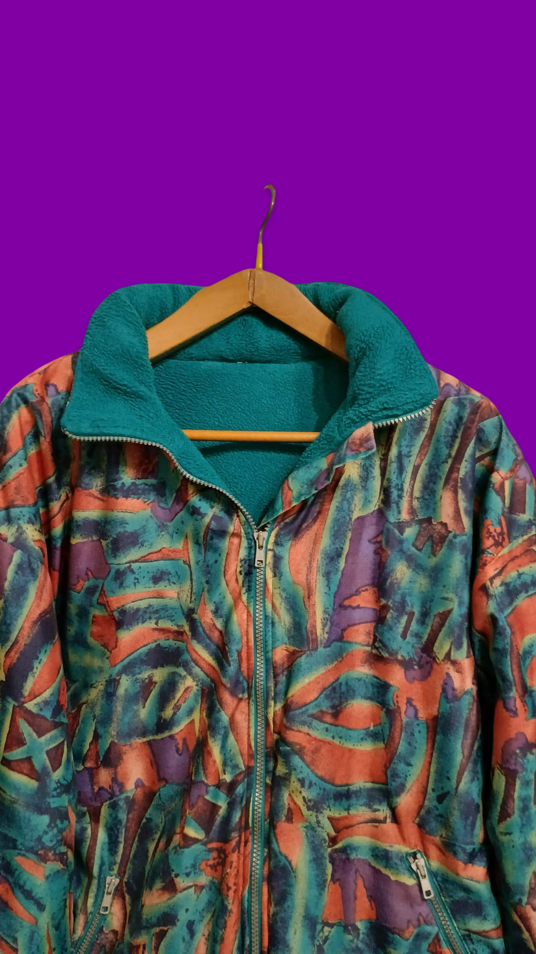Vintage Multicolor Fantasy 90's Fleece Jacket Unisex Size L