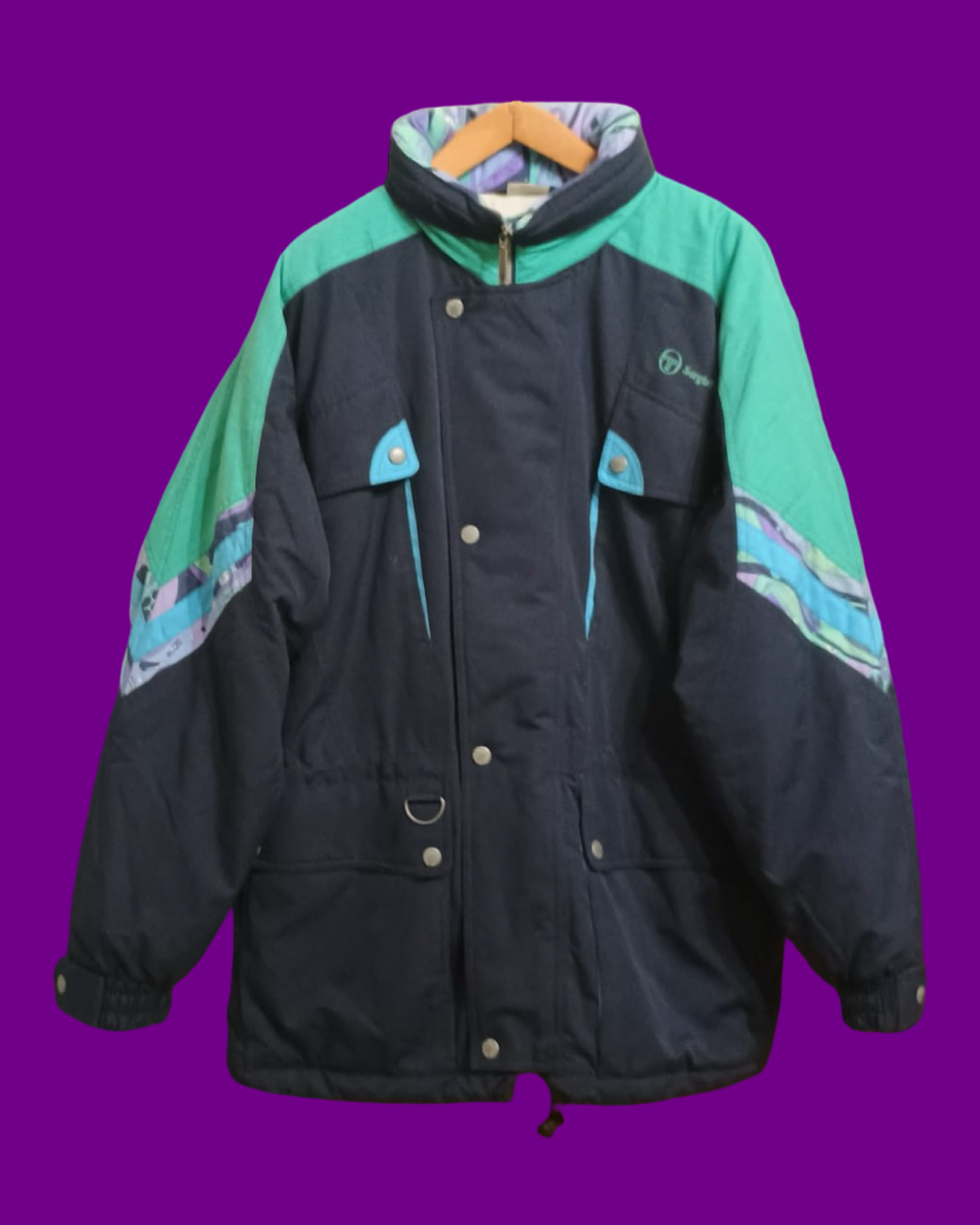Vintage Multicolor Fantasy 90's Sergio Tacchini Snow Jacket Unisex Size L