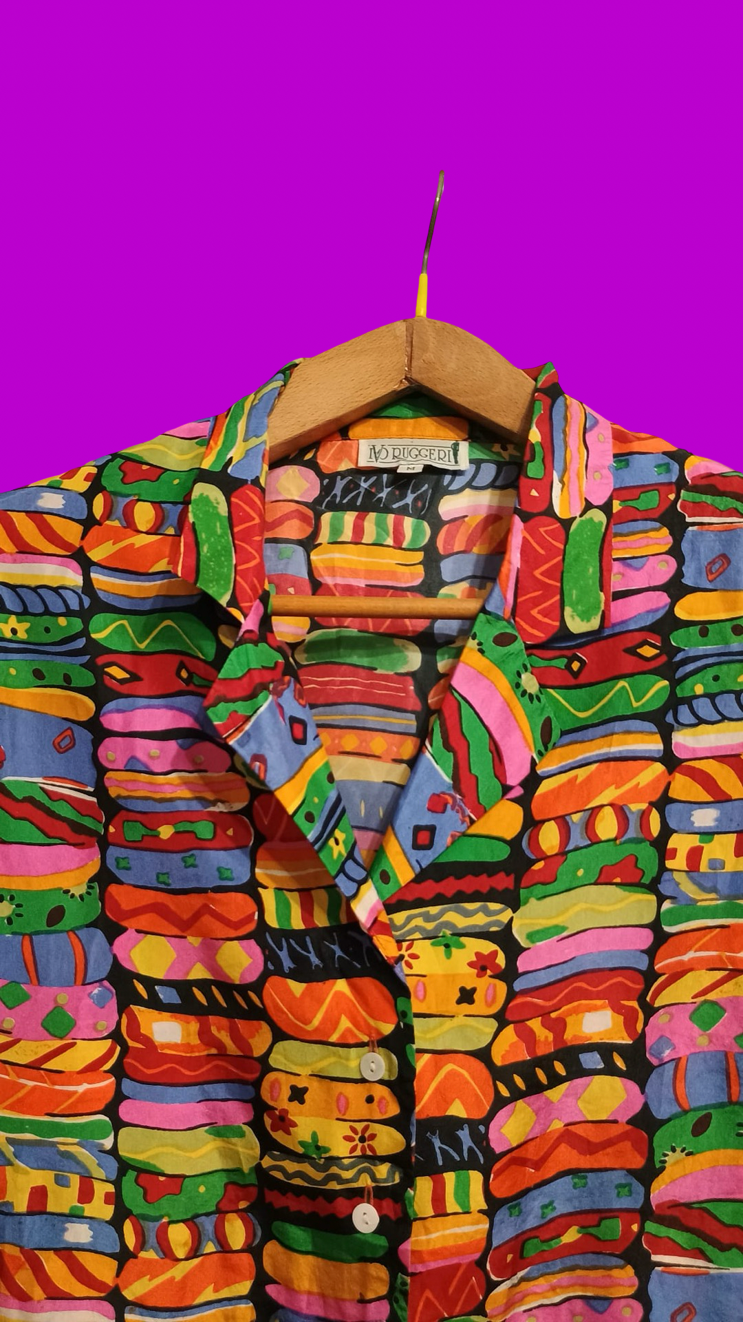 Vintage Style Multicolor Fantasy Shirt Woman Size L