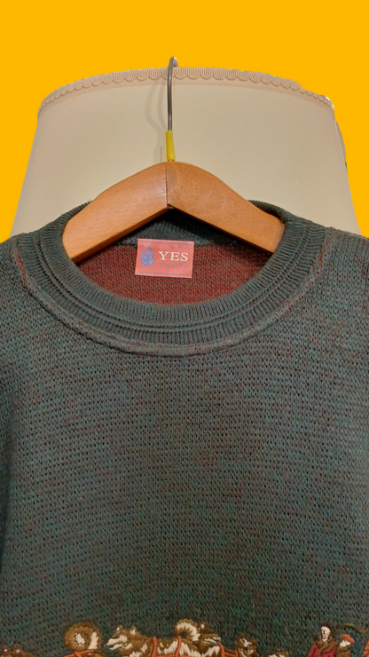 Maglione Vintage Multicolor A Fantasia Anni 90 Unisex Size L