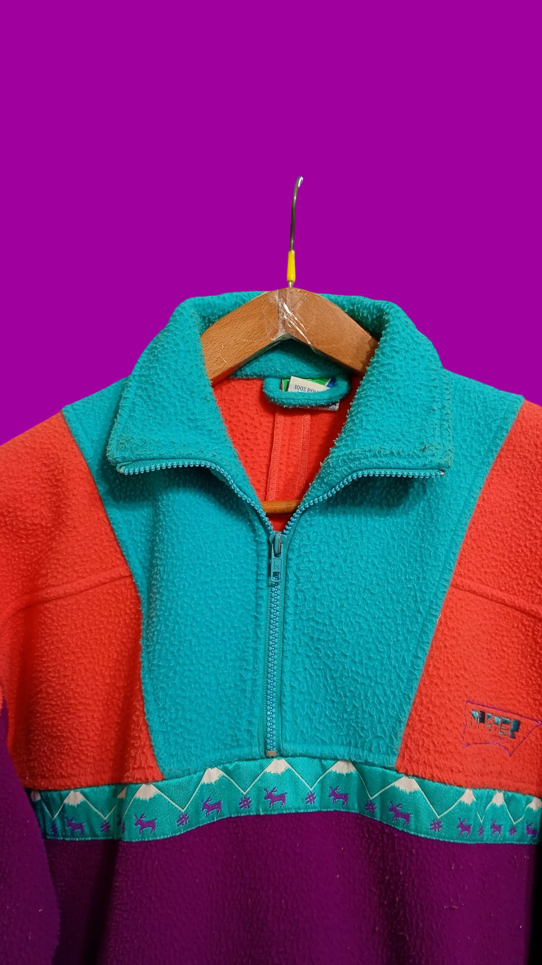 Vintage Multicolor Fantasy 90's Rare Fleece Woman Size L