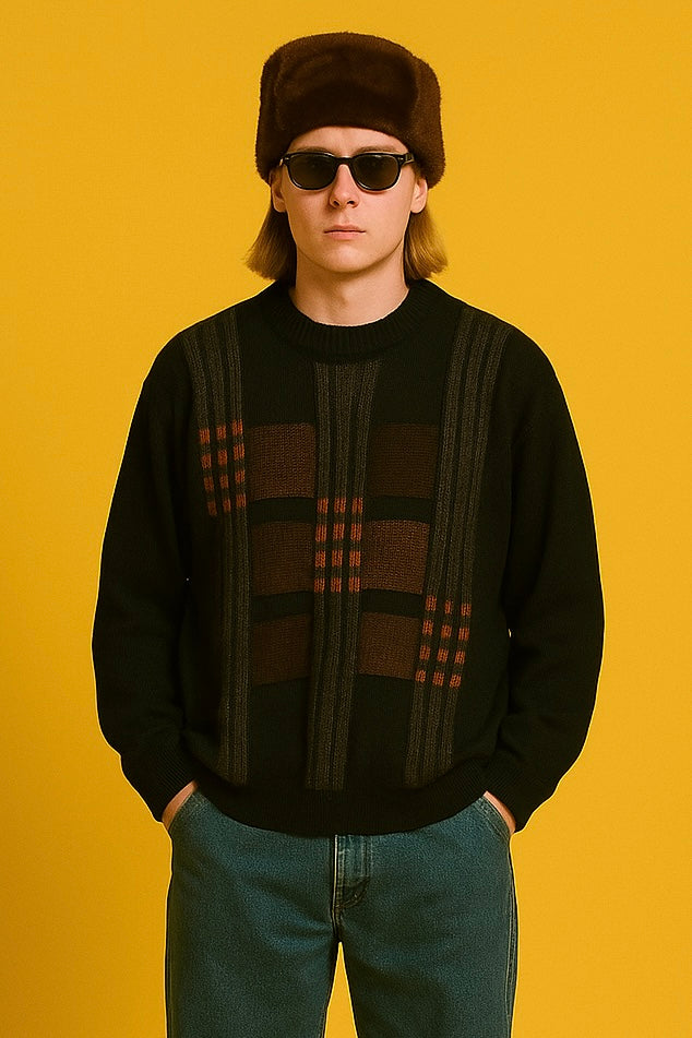 Maglione Vintage Multicolor A Fantasia Anni 90 Unisex Size L