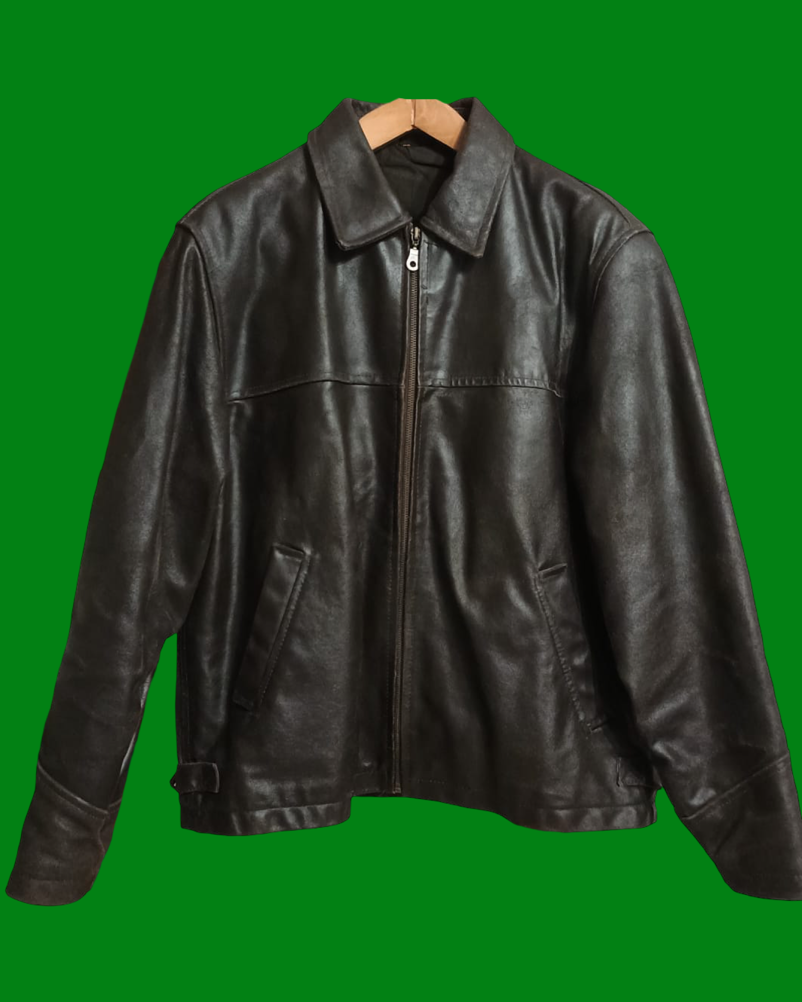 Vintage Brown 90's Spring Leather Jacket Unisex Size L