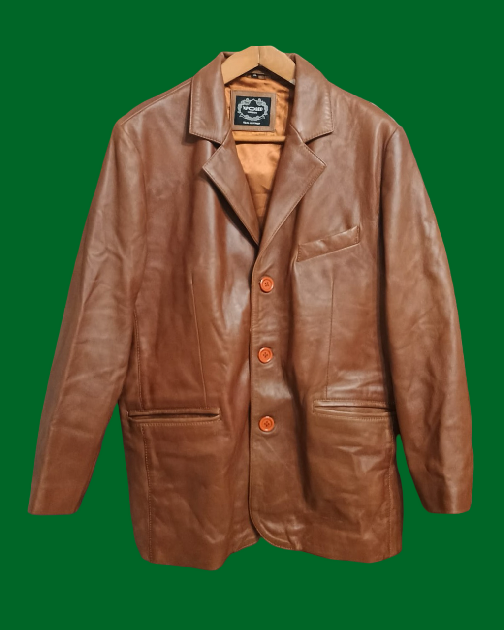Vintage Brown 90's Spring Leather Jacket Unisex Size XL