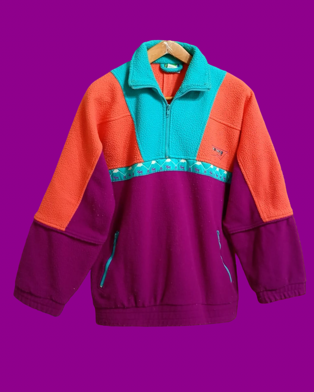 Vintage Multicolor Fantasy 90's Rare Fleece Woman Size L
