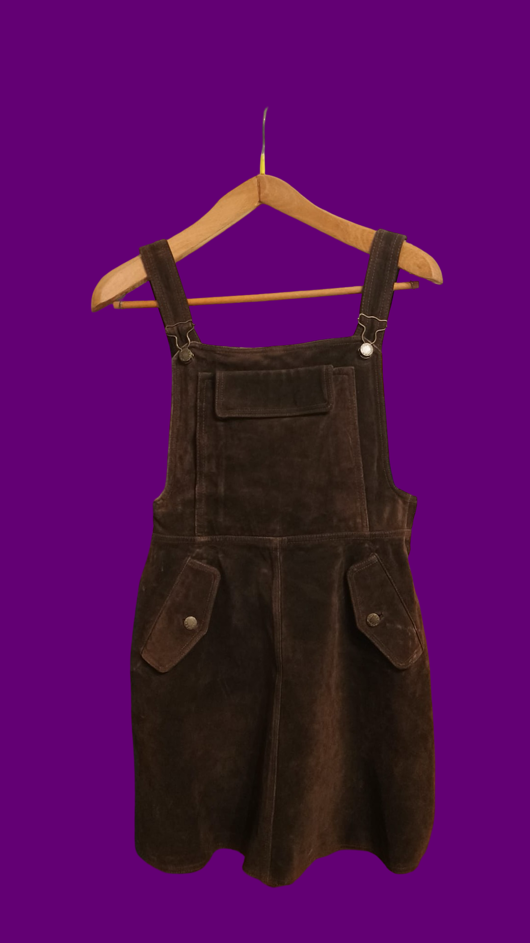 Vintage Brown 90's Leather Salopette Woman Size M