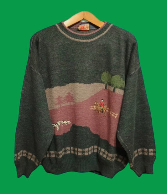 Maglione Vintage Multicolor A Fantasia Anni 90 Unisex Size L