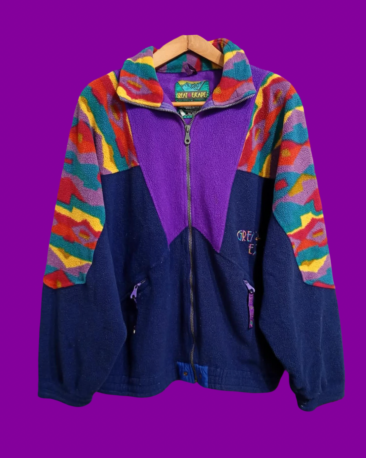 Vintage Multicolor Fantasy 90's Rare Fleece Unisex Size L